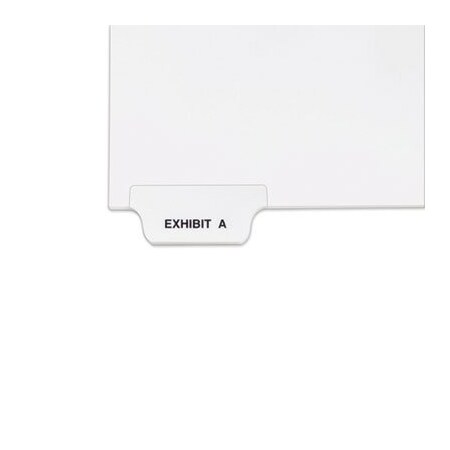 Avery Dennison Avery, Avery-Style Preprinted Legal Bottom Tab Divider, Exhibit A, Letter, White, 25PK 11940